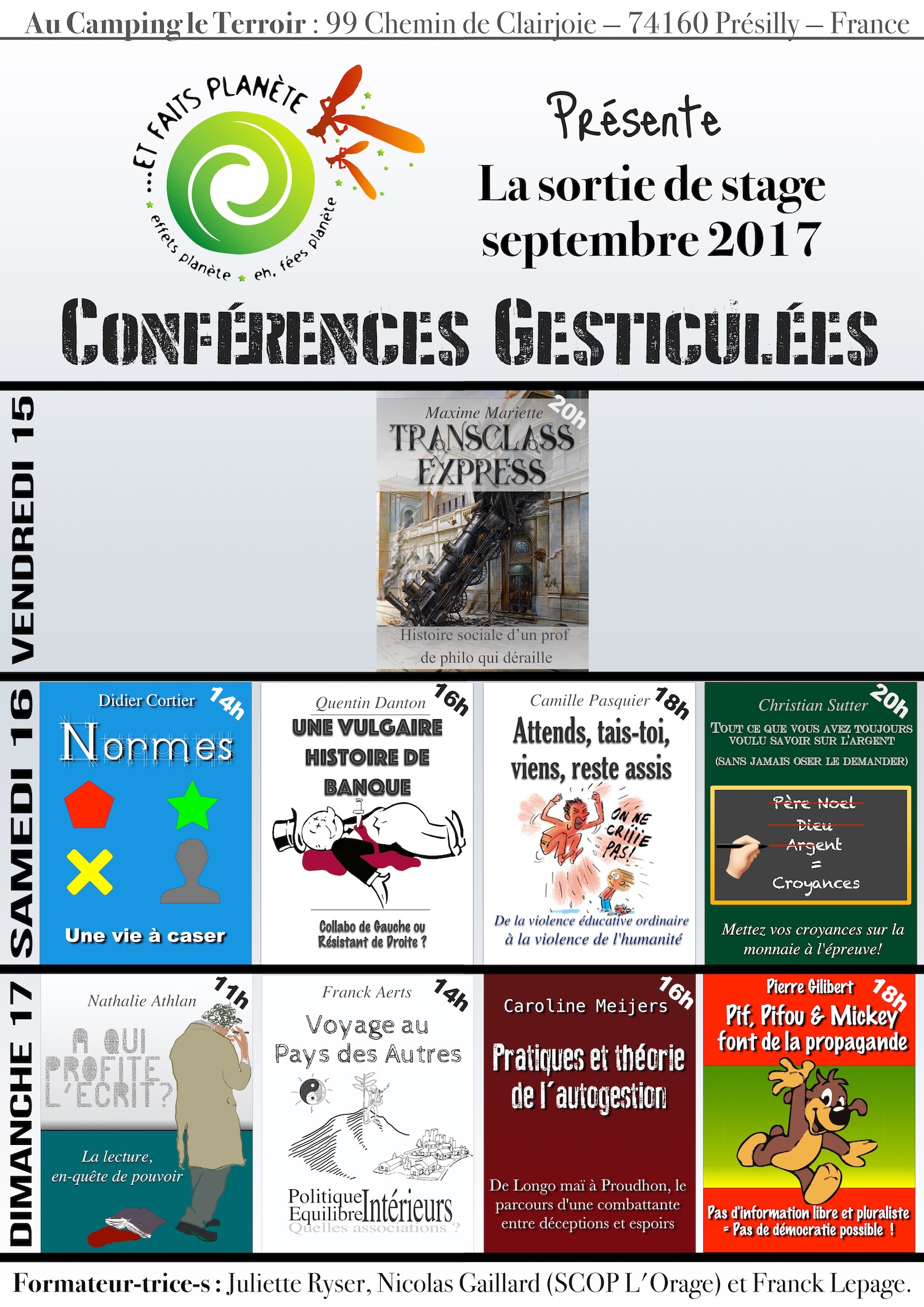 Conférences Gesticulées les 15, 16 et 17 septembre